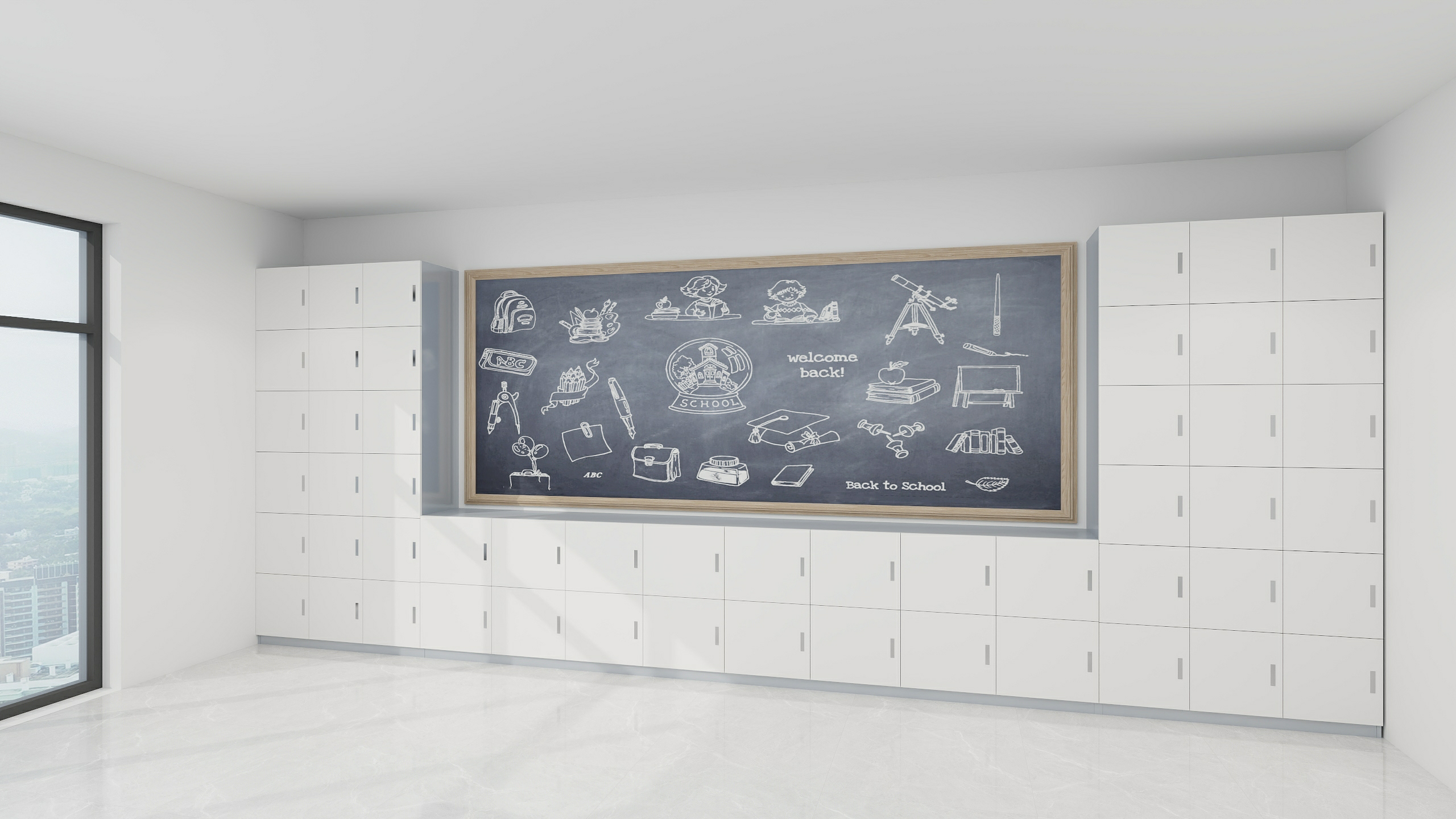 教室学生书包柜      宽6200mm&times;高2400mm&times;厚度350mm